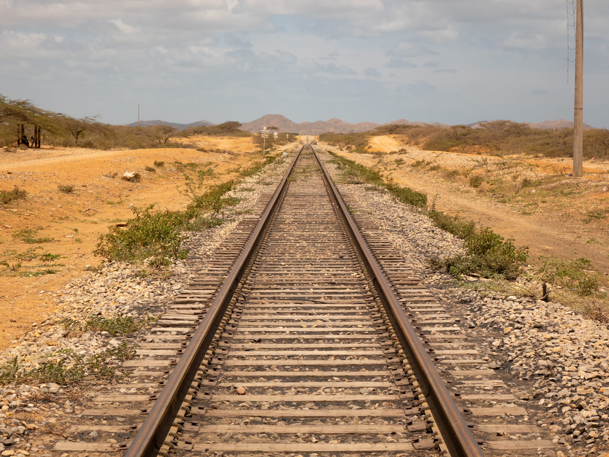 Empty Rail of the Coal Loading Train of the Largest Open Pit Mine on the Planet in the El Cerrejón, La Guajira, Colombia